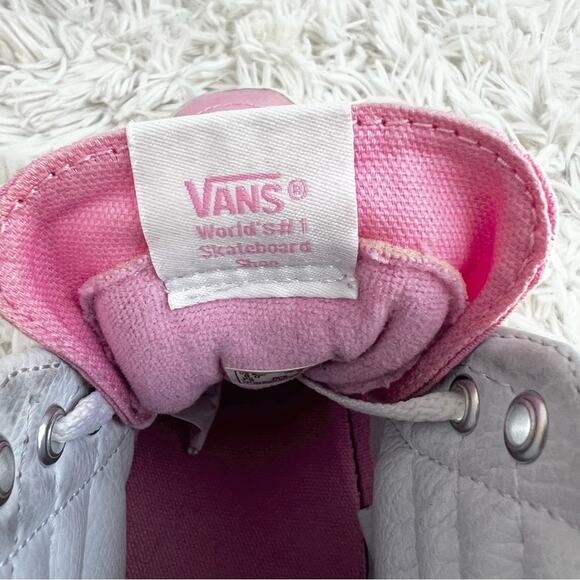 Vans Sk8 Hi Pink and White Canvas High-Top Sneakers Unisex 8 Men - 9.5 Women - Picture 14 of 15